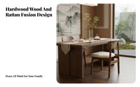 Ergonomic Backrest Solid Wood Rattan Back Chair Mortise and Tenon Joinery Armless Cane Back Dining Chair Skin-Friendly Textile Household Furniture High-Density Foam Cushion for Restaurant Owners, Homeowners, Design Enthusiasts, Tea Room, Bedroom