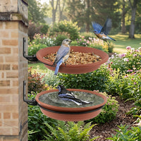 Hanging Bird Feeder with built-in Perch, Outdoor Tray for Garden Decor, Red Garden Bird Feeder for outdoor Bird Feeding and Outdoor Decor