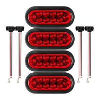 4 Pieces Oval LED Trailer Light Black Housing Red LED Trailer Light Wiring Leads