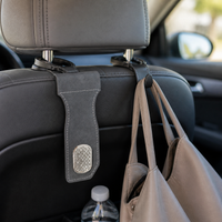 Car Front Seat Storage Hook with Rhinestone Metal and Suede Leather for Glove Box