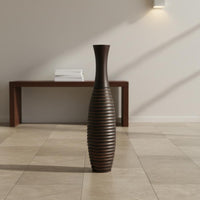 Large Ribbed Floor Vase Handmade Domestic Decoration Anti-Slip Bottom for Entryway, Office