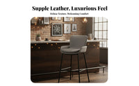 Comfortable Padded Seat Light Luxury Bar Stool Built-in Footrest Modern High Stool Curved Backrest Upholstered Bar Chair Ergonomic Back Support for Cafe Owners, Homeowners, Interior Designers, Counter, Restaurant, Dining Room