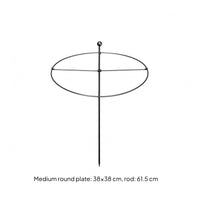 Pointed Spike Circular Hoop Plant Stake Ball Top Round Plant Support Stake Welded Hydrangea Support Hoop Dark Finish