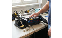 Threethree-Function Soldering Rework Station Bench-Top Preheating Rework Station Mesh Work Surface Electronic Repair Tool Temperature Control Knobs