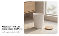 Wood Lid Trash Can Large Capacity Cylindrical Wood Trim Trash Bin Round Minimalist Waste Basket Versatile Small Waste Basket