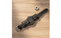 Vintage-Style Leather Watch Strap Perforated Watch Strap with Metal Buckle Layered Rugged for Men