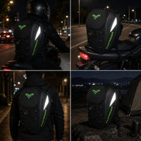 Reflective Motorcycle Rear Seat Bag Structured Motorcycle Tail Bag with Backpack Straps Adjustable for Commuters