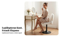 rotate Function Round plush Stool French design Makeup Chair Light Luxury Vanity Seat Sturdy Metal Legs for Women, Home Decorators, Homeowners, Bedroom, boudoir, Walk-in Closet