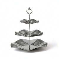 Three-Tier Serving Tray Stand Non-Slip Tiered Serving Stand with Handle Sleek Sturdy for Hosts, Parties, Weddings