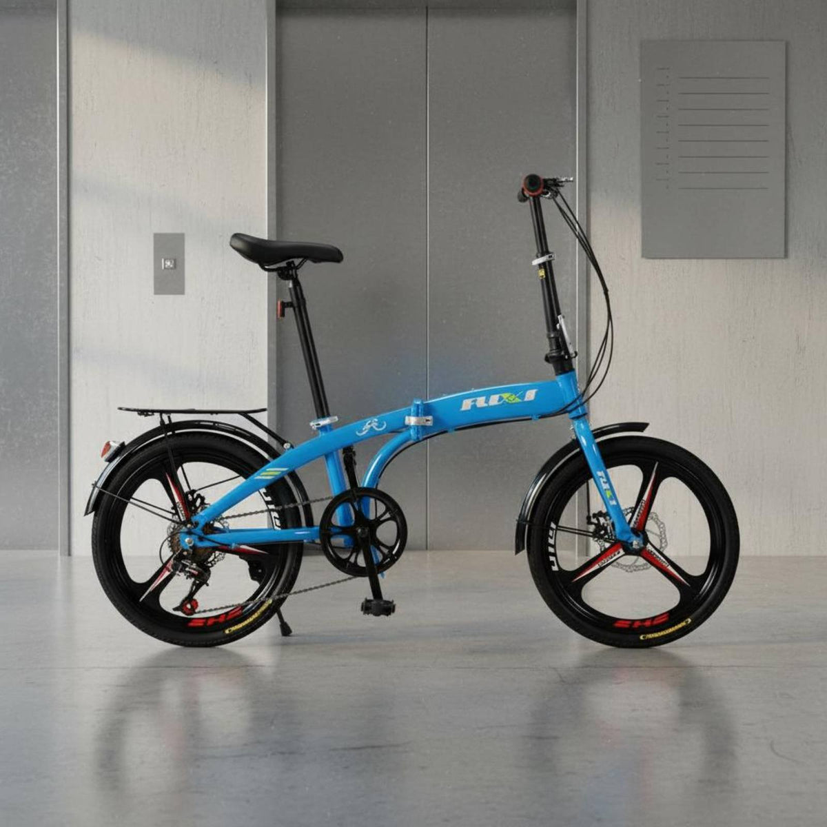 Folding Bike with Disc Brakes Alloy Wheels 20 Inch Folding Two-Wheeler High-Carbon Steel Frame Portable Street Bike for Commuters, Students, Commuting