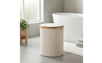 Natural Clothes Hamper with Bamboo Rim Sturdy Laundry Hamper with Lid Heavy-Duty Storage Bin with Lid Sturdy for Bedroom, Dorm Room