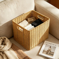 European Style PP Woven Storage Basket with Cutout Handles