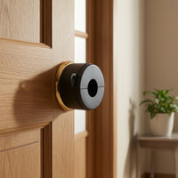 Stainless Steel Door Knob Lock Cover Hinged Valve Handle Lock Cover Black Coated Lockout Device for Toddlers, Seniors, Home Safety, Childproofing