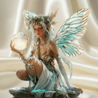 Fairy Holding Glowing Sphere Statue Stable Base Fairy Desktop Standee Elf Desktop Decoration Clean-Cut Edges 2D Flat Acrylic