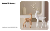 Light Luxury Origami Design Deer Statue Polished Finish Geometric Deer Figurine Stable Base for New Homeowners, Entrance Hall, Wine Cabinet