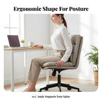 Height Adjustable Upholstered rotating Chair Ergonomic Design Upholstered wheeled Chair Support Computer Seat Minimalist design for Home Workers, Students, Study Room, Dormitory, Bedroom, Small Spaces