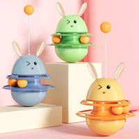 Domed Ball Track Cat Toy Self-Righting Bunny Cat Toy Cartoon Face Pet Accessory Glossy