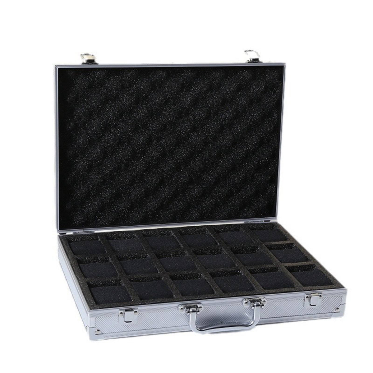 Aluminum Watch Briefcase Large Capacity Watch Travel Carrying Case Accessory Organizer Rigid-Shell Protection Soft Padded