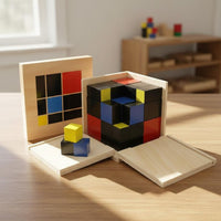 Early Learning Educational Binomial Cube Wooden Material Educational Trinomial Cube Algebraic Block Set for Preschoolers, Kindergarteners, Toddlers, Daycare, Classroom, Homeschool