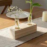 Natural Wood Test Tube Vase Minimalist Design Test Tube Flower Vase Compact Hydroponic Plant Holder for Windowsill, Desk, Office, Bookshelf