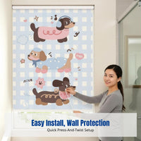 Cartoon Pattern Bathroom Curtain, No-Drill, Waterproof, Light-Blocking, Lifting Shade, Toilet Privacy