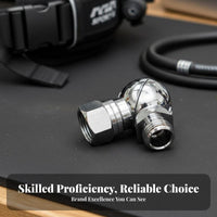Machined Brass Second Stage Regulator Adapter Chrome Plated Second Stage Angled Adapter Resistant 360 Degree Regulator Swivel Long-Lasting for Sidemount Divers, Underwater Explorers