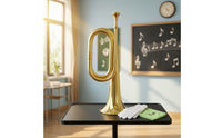 Ceremonial Brass Bugle with Gloves Compact Instrument Long-Lasting for School Bands