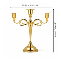 3-Arm Candelabra Elegant Three-Arm Candelabra Three-Light Candelabrum Metal Decor Scrolled for Home Decorators, Dining Table