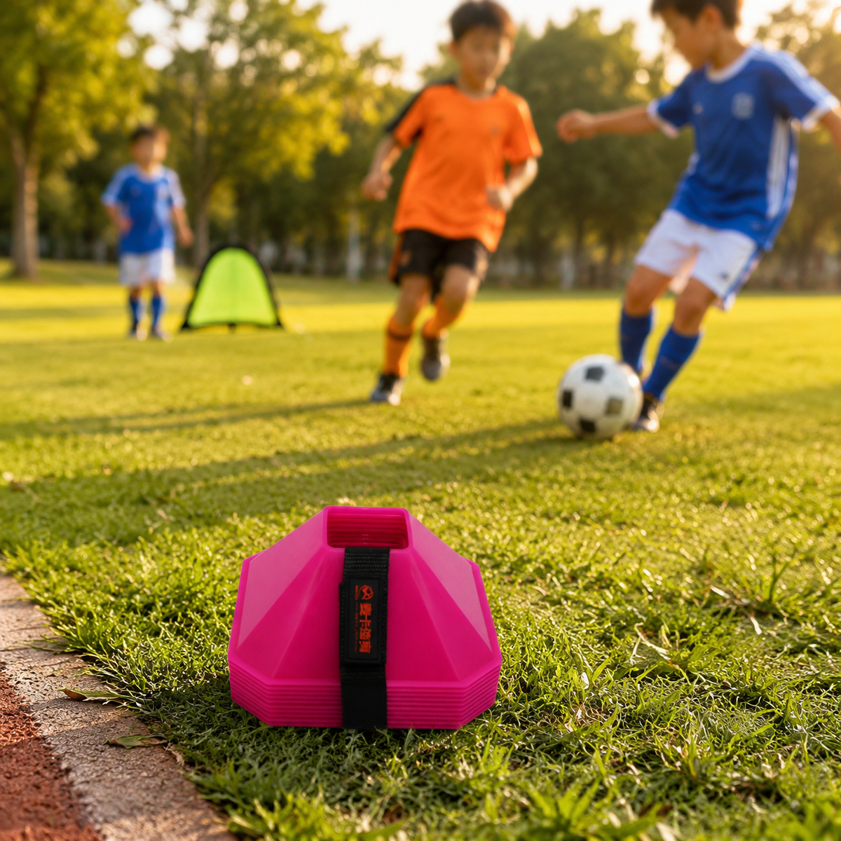 10-Pack Soccer Cones, Football Marker Cones for Agility, PE Sports Disc Cones with Carry Strap