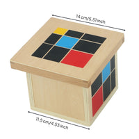 Child-Centered Cube Sensorial Wooden Cube Colorful Geometric Puzzle for Preschool, Classroom