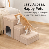 Dog Steps for Sofa and Bed with Foldable Design for Easy Storage, 3 Pet Stairs for Small and Elderly Cats