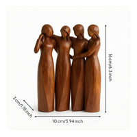 Carved Resin Figurine with Wood-Grain Look Modern Sculpture of Female Figures Decorative Tabletop Figurine Artistic for Women, Bedside Table