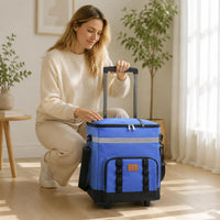 Portable Insulated Cooler Bag with Wheels, Large Capacity for Outdoor Picnics, Car Travel, and Food Delivery