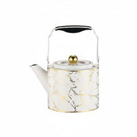 Wide Mouth Stainless Steel Tea Kettle Induction Safe Tea Kettle with Strainer Long Spout Teapot Arched Handle