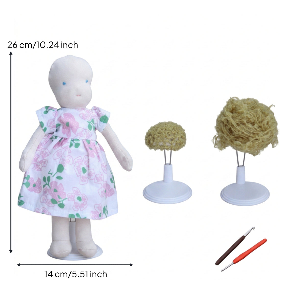Cloth Doll Complete Stuffed Doll Soft Crochet Kit with Hooks for Craft Room, Art Class