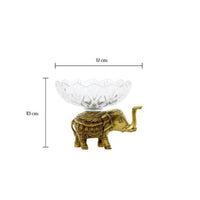 Bowl with Elephant Base Decorative Pachyderm Fruit Bowl Brass-Colored for Hosts, Entryway
