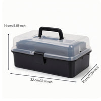 Three-Layer Foldable Storage Box with Clear Lid Portable Craft Organizer Box Sturdy Organizer with Trays Rectangular for Classroom