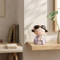 Tabletop Candle Holder Figurine Cute Girl Figurine with Candle Cup Compact Decor Accent Charming for Desk, Bedroom