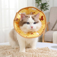 Padded Cat Cone and Dog Cone with Cartoon Pattern, Nylon Material Padded Cone for Kitten, Stop Licking for Post-Surgery Pet Recovery Care