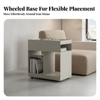 Minimalist Design Mobile Bedside Cabinet With Wheels Household Furniture Space-Saving Nightstand Versatile Use for Apartment Dwellers, Homeowners, Students, Bedroom, Living Room, Small Areas, Office