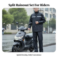 Two-Piece Rain Suit Stormproof Reflective Motorcycle Rain Suit Reflective Jacket and Pants Set for Delivery Riders, Commuters, Outdoor, Hiking