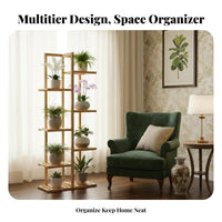 European design Multi-Tier A-Frame Stand Floor-Standing Plant Rack Space-Saving Flower Shelf Stable Base for Gardeners, Homeowners, Apartment Dwellers, Living Room, Balcony, Bedroom, Corner Spaces