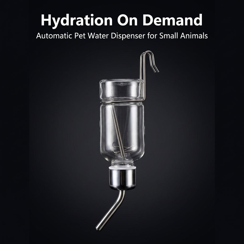 Stainless Steel Hanging Water Bottle for Hamster Cage, Automatic Pet Waterer with Ball Bearing, Small Dispenser for Indoor Pet Owners