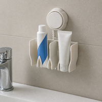 No-Drill Suction Cup Wall-Mounted Toothpaste Facial Cleanser Holder