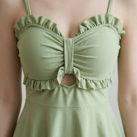 Swimsuit for Plus Size Women with a Modest Skirt Design, One-Piece Monokini Made of Polyester for Water Sports