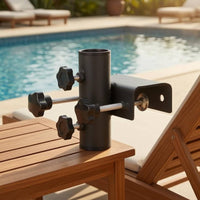 Black Matte Railing Umbrella Clamp Textured Finish Umbrella Clamp Bracket Right-Angle Outdoor Hardware Hand-Tightening Screws for Deck