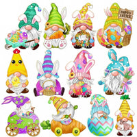 12 Pieces Easter Gnome and rabbit Pendants Lightweight Hanging decoration for children