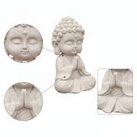 Meditating Buddha Figurine Stone-Look Sculpture Compact for Tea Table, Altar