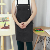 Oil-Proof Heavy Duty Canvas Apron Waterproof Adjustable Bib Apron with Pockets for Gardeners, Woodworkers, Kitchen, Restaurant, Garage
