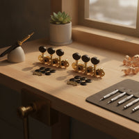 Six-String Guitar Tuning Pegs Tuner Assembly Compatible Visible-Gear Guitar Tuning Machines with Two-holeHole Shafts Hardware for Luthier